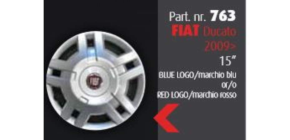 Fiat Ducato Dal 2009 > 1 Una Borchia Coppa Coppone Copri Cerchio 15 Logo Blu 